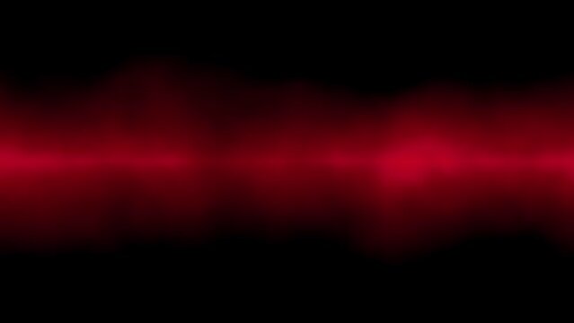 Glow scarlet red mist texture on black background for web banner, presentation, application. Poison smoke effect seamless animation. Dark template with bright red danger foggy line. Halloween design