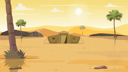Desert, Sun ,Arabian palm,tent vector - illustration  © Tia