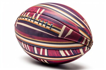 American college high school junior striped football isolated on white background diagonal in frame without shadow