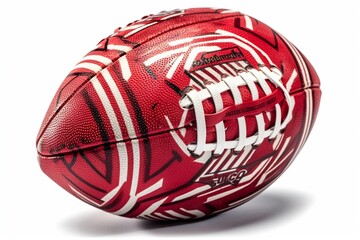 American college high school junior striped football isolated on white background diagonal in frame without shadow