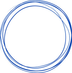 Navy blue circle line hand drawn. Highlight hand drawing circle isolated on background. Round handwritten circle. For marking text, note, mark icon, number, marker pen, pencil and text check, vector