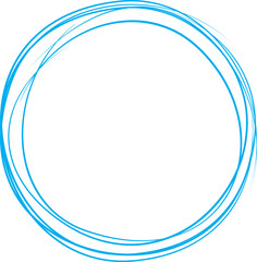 Blue circle line hand drawn. Highlight hand drawing circle isolated on white background. Round handwritten circle. For marking text, note, mark icon, number, marker pen, pencil and text check, vector