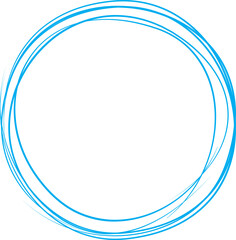 Blue circle line hand drawn. Highlight hand drawing circle isolated on white background. Round handwritten circle. For marking text, note, mark icon, number, marker pen, pencil and text check, vector