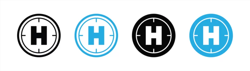 Fotobehang helipad icon set. helicopter landing pad icon symbol sign collections, vector illustration  © Zion