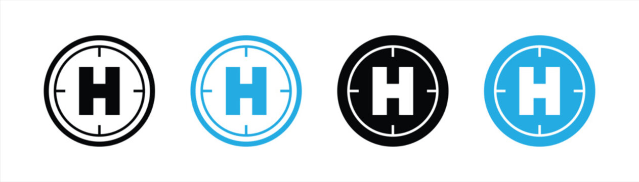 helipad icon set. helicopter landing pad icon symbol sign collections, vector illustration	