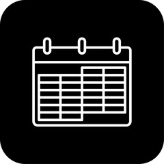 Calendar Business icon with black filled line style. time, date, month, reminder, event, day, plan. Vector illustration