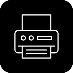 Printer Business icon with black filled line style. paper, technology, machine, business, printout, computer, equipment. Vector illustration