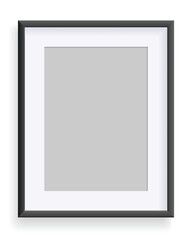 Photo frame isolated on white, rectangular frame mockup. Empty framing for presentations. Photo or picture painting frame, for art gallery interior. Vector template