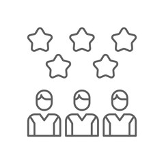 Rating Team work icon with black outline style. rate, feedback, star, positive, service, customer, survey. Vector illustration