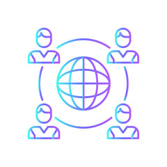Global team Team work icon with blue duotone style. people, world, communication, teamwork, globe, internet, network. Vector illustration