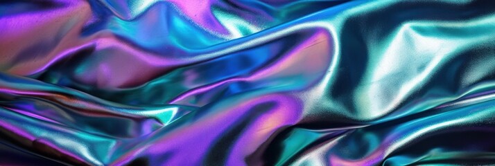 Obraz premium Background with iridescent holographic color effect, wrinkled foil. Generative AI