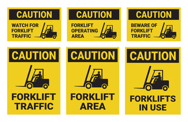 Forklift Traffic Sign Collection Vector Illustration