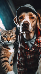 cat and dog selfie