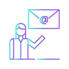 Email marketing people Marketing people icon with blue duotone style. social, media, online, seo, communication, network, promotion. Vector illustration