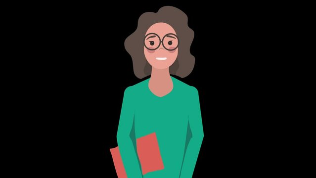 lip syncing Facial Animation for narration. head of female character speaking, Teacher. looped animated footage in flat style. talking mouth and lips expressions, articulation Generative AI