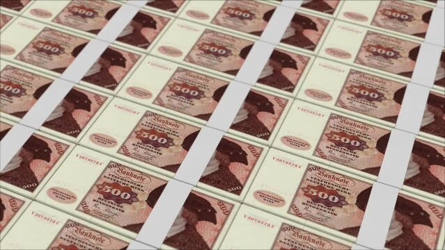 500 DEUTSCHE MARK GERMANY banknotes printing by a money press