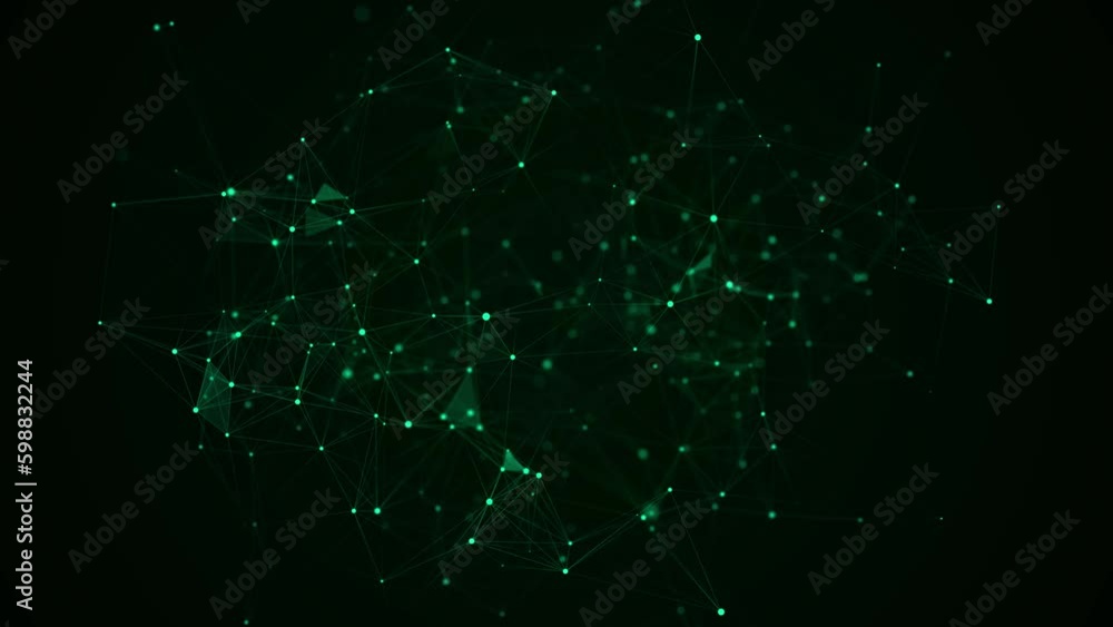 Poster Technology blockchain concept. Visualization of the dynamic flow of the cryptocurrency industry. Big data flow connections. Network connection structure. 3D Rendering.