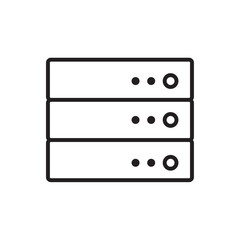 Server Technology icon with black outline style. network, computer, data, cloud, database, connection, hosting. Vector illustration