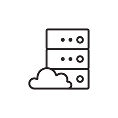 Cloud Server Technology icon with black outline style. network, internet, computer, connection, database, information. Vector illustration