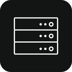 Server Technology icon with black filled line style. network, computer, data, cloud, database, connection, hosting. Vector illustration