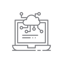 Cloud Technology icon with black outline style. data, server, system, connection, digital, database, storage. Vector illustration