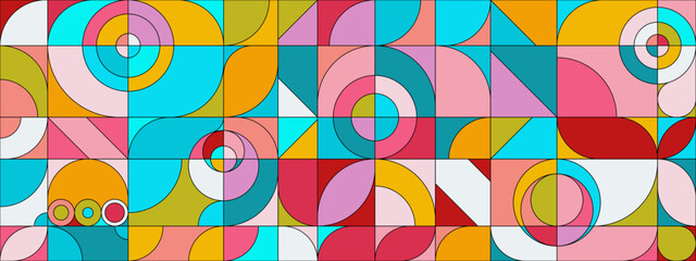 Geometri Retro colorful different shape abstract design banner