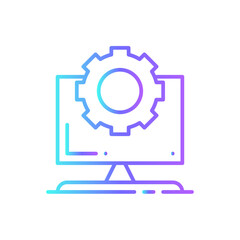 Setting Technology icon with blue duotone style. gear, cog, setting, set, engineering, mechanism, progress. Vector illustration