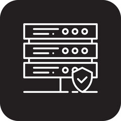 Server Protection Technology icon with black filled line style. security, data, network, protect, safety, connection, system. Vector illustration