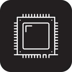Electronic Chip Technology icon with black filled line style. technology, digital, network, processor, system, science, microchip. Vector illustration