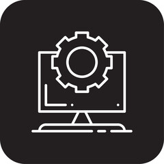 Setting Technology icon with black filled line style. gear, cog, setting, set, engineering, mechanism, progress. Vector illustration
