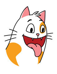 Cat expression. Cartoon pet with cute emotion, creative emoji of home animal. Vector illustration of funny mood of cat with big eyes