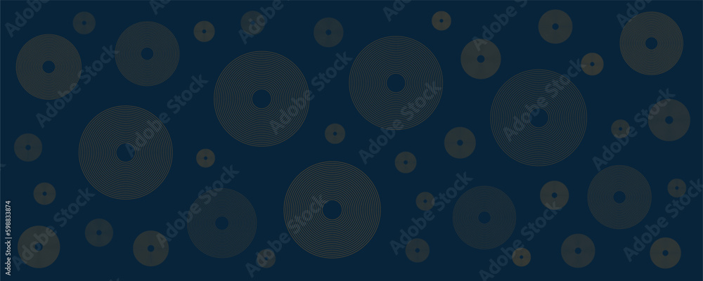 Poster dark blue and brown minimal geometric pattern background with concentric circles, multi purpose temp