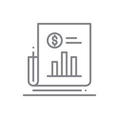 Finance Statistic Finance and economy icon with black outline style. chart, data, diagram, growth, report, information, analytics. Vector illustration