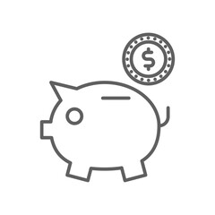 Money Saving Finance and economy icon with black outline style. coin, finance, bank, dollar, investment, piggy, save. Vector illustration
