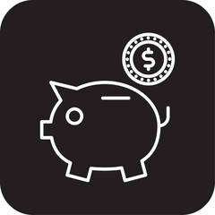 Money Saving Finance and economy icon with black filled line style. coin, finance, bank, dollar, investment, piggy, save. Vector illustration