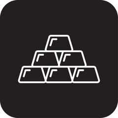 Gold Bar Finance and economy icon with black filled line style. wealth, golden, investment, concept, savings, element, luxury. Vector illustration