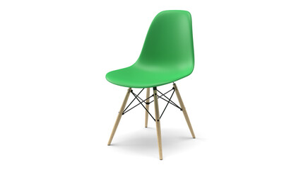 3d render chair isolated with shadow right angle green