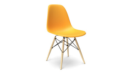 3d render chair isolated with shadow left angle yellow color