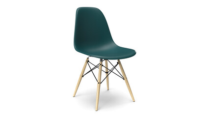 3d render chair isolated with shadow sea color left angle