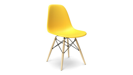 3d render chair isolated with shadow left angle yellow