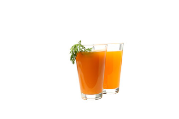 Healthy drink - Carrot juice, isolated on white background