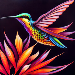 Obraz premium Hummingbird - AI Generated Digital Art