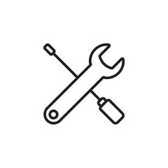 Tools Construction icon with black outline style. growth. Vector illustration