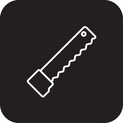 Saw Construction icon with black filled line style. construction, equipment, work, repair, tools, carpentry, sharp. Vector illustration