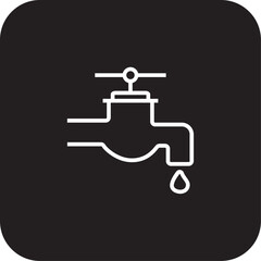 Tap Construction icon with black filled line style. sign, equipment, water, home, plumbing, pipe, drain. Vector illustration