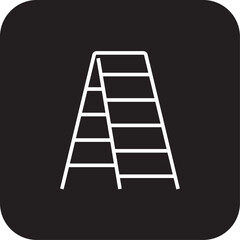 Ladder Construction icon with black filled line style. climb, up, stair, staircase, construction, tool, home. Vector illustration