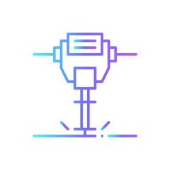 Jack Hammer Construction icon with blue duotone style. equipment, drill, builder, work, tool, repair, destroy. Vector illustration