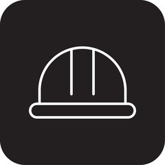 Contraction Helmet Construction icon with black filled line style. safety, equipment, worker, construction, industry, engineer, protection. Vector illustration