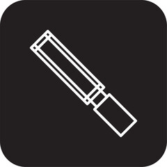 Chisel Construction icon with black filled line style. equipment, tool, saw, hand, blade. Vector illustration