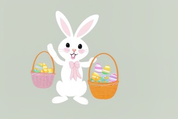 Illustration of Easter bunny with easter eggs. Generative AI